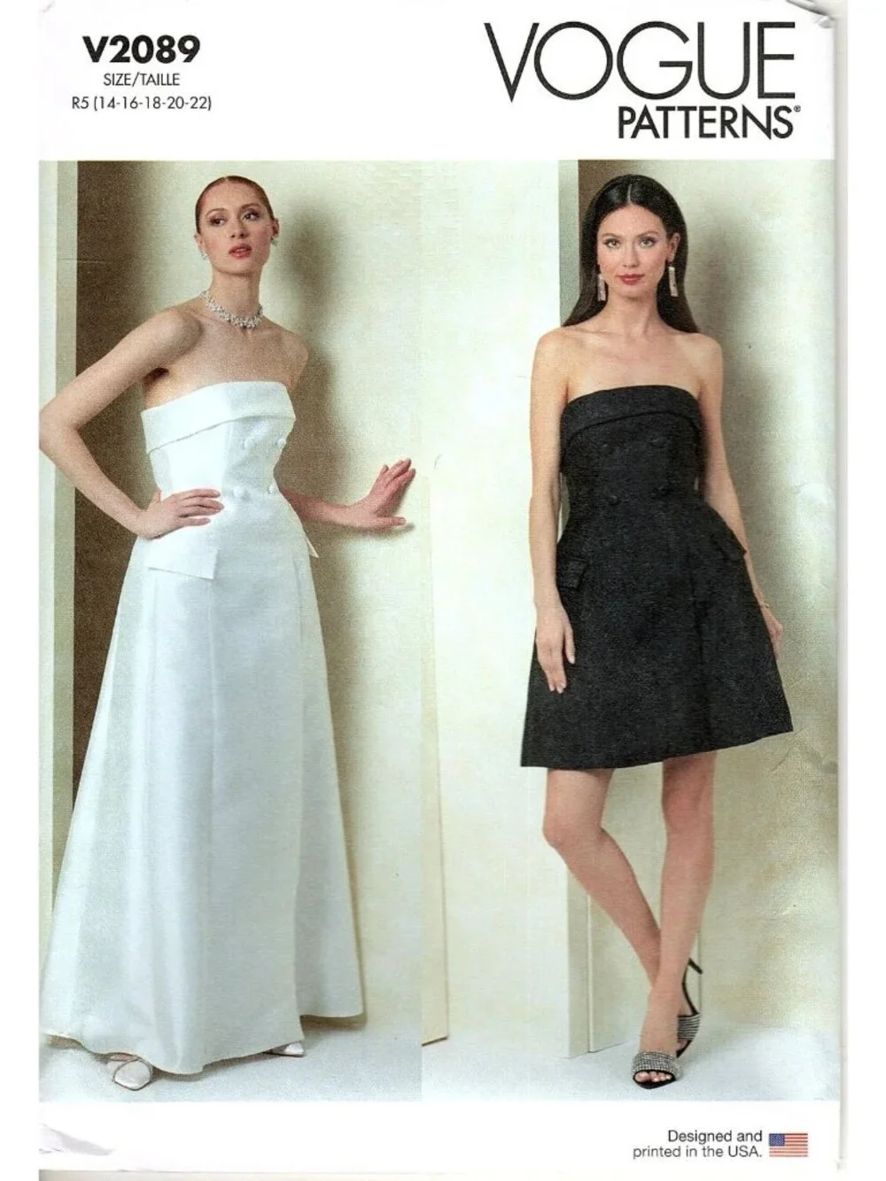 Vogue V2089 Misses 14 to 22 Strapless Dress Uncut Sewing Pattern